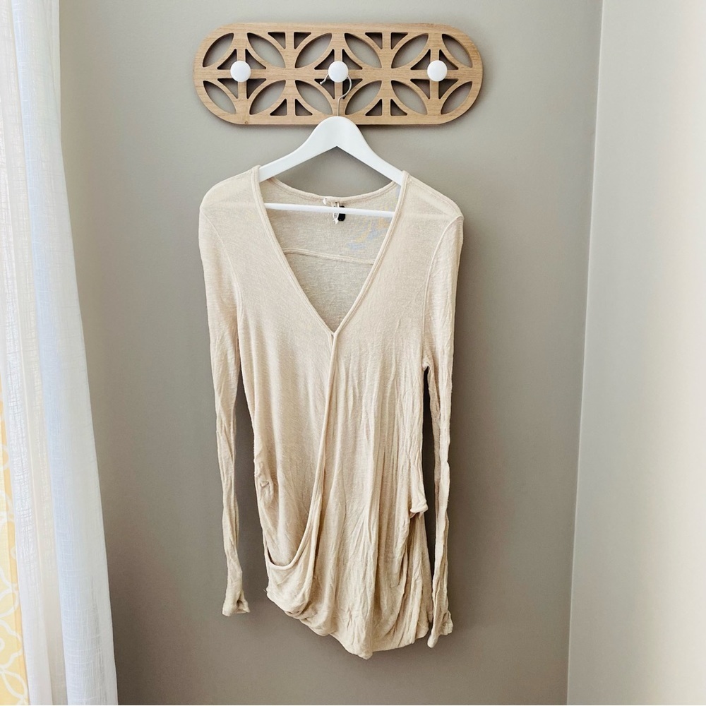 Free People Long Sleeve Top Cream Sz Small